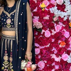 Elegant Navy Blue Embroidered Lehenga